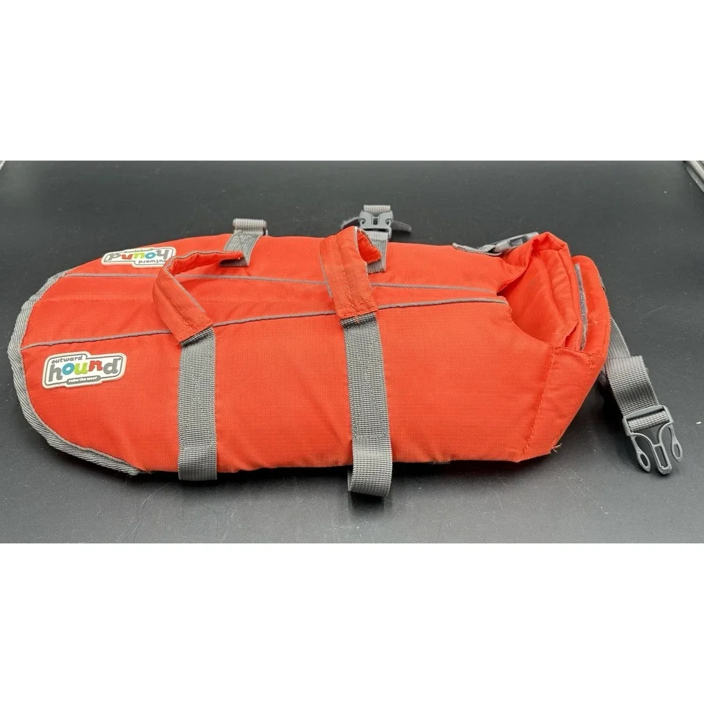 Outward Hound Pet Gear Adjustable Dog Life Jacket Orange Size Medium Swimming